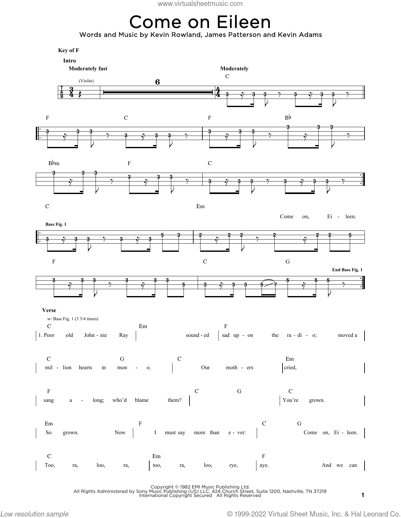 Come On Eileen sheet music for bass (PDF)