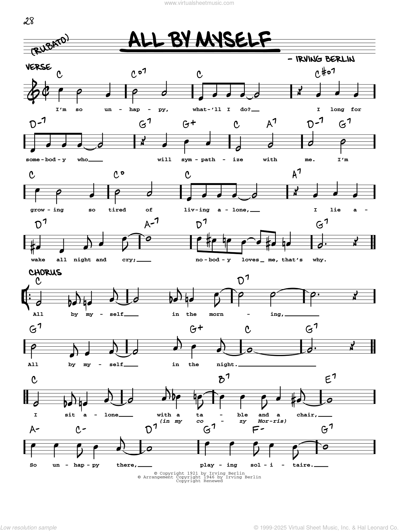 All By Myself (arr. Robert Rawlins) sheet music (real book with lyrics)