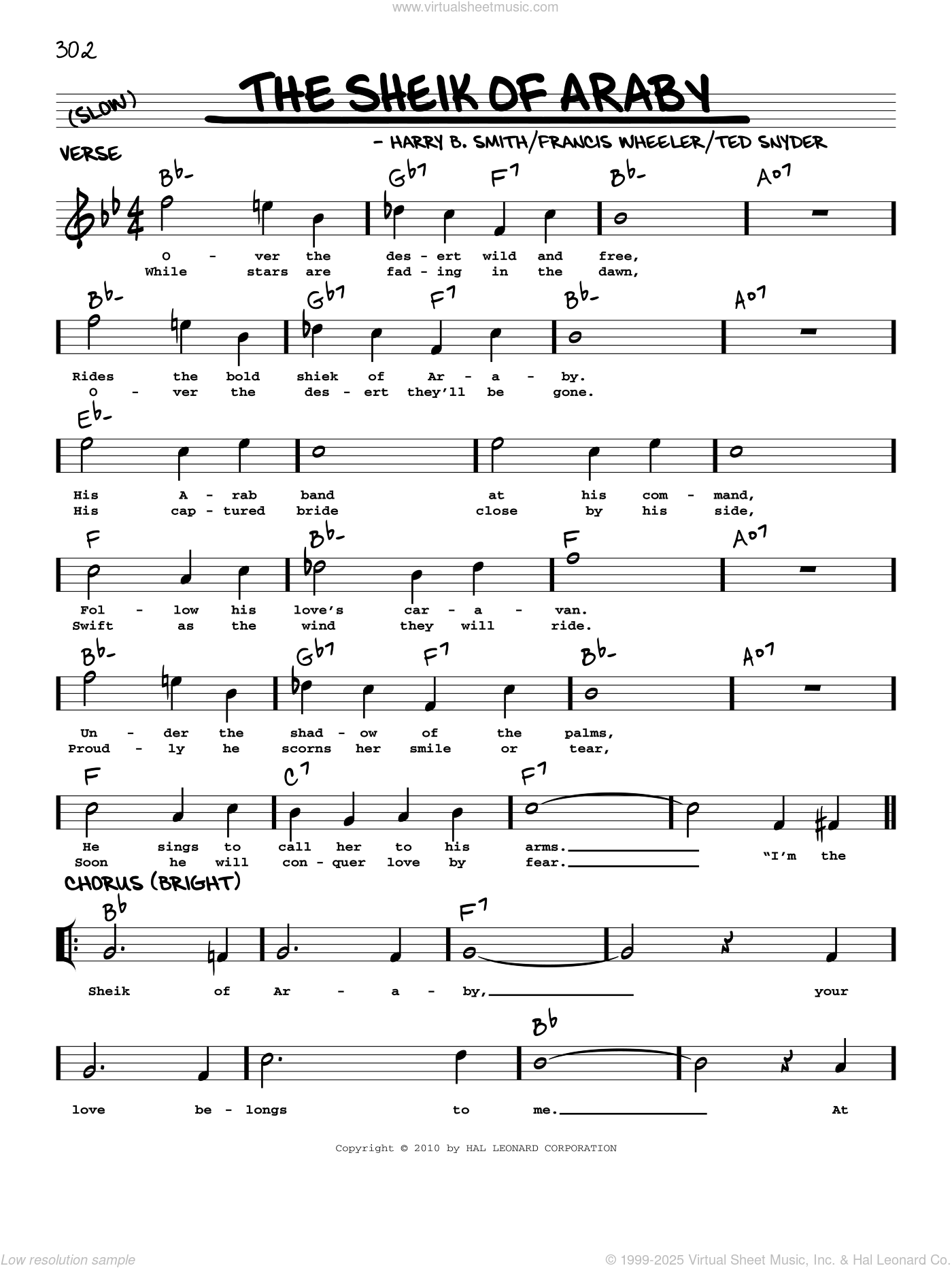 The Sheik Of Araby (arr. Robert Rawlins) sheet music (real book with