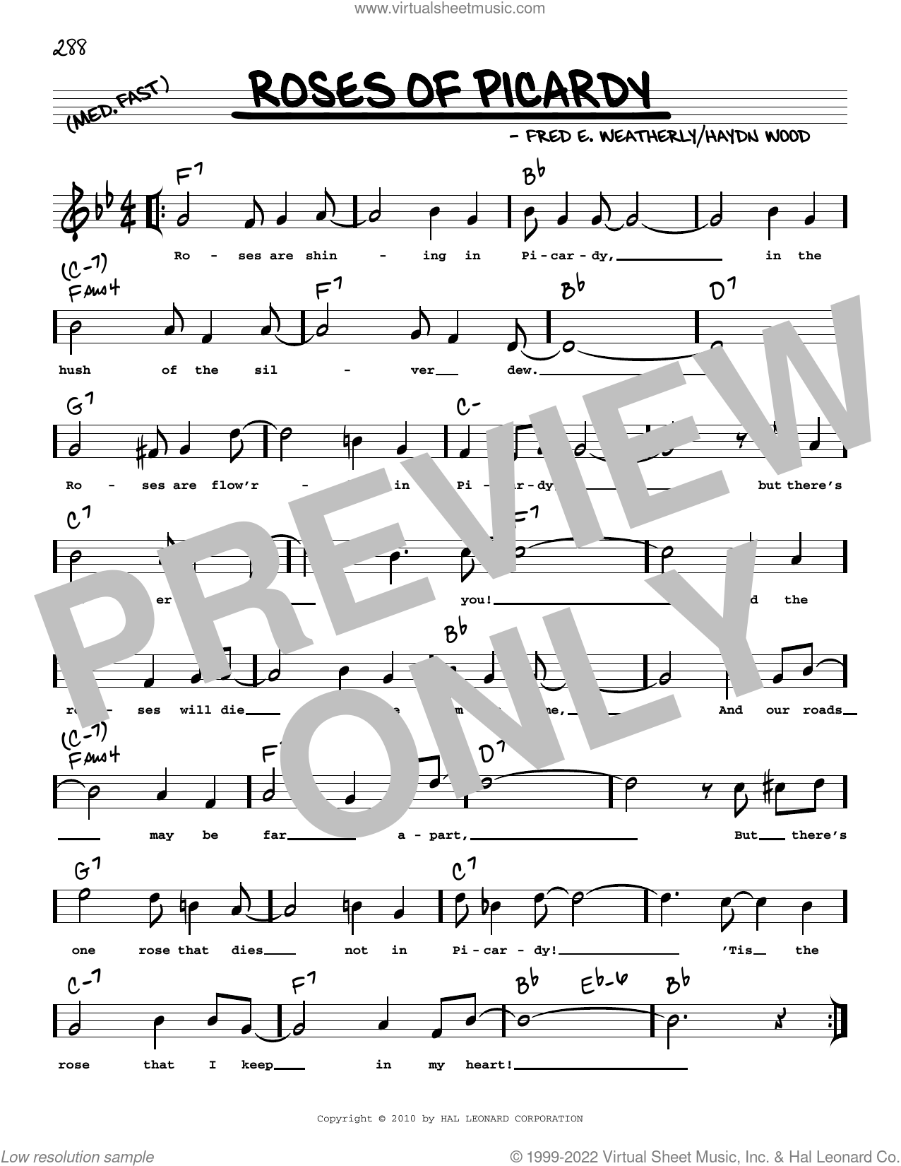 Roses Of Picardy (arr. Robert Rawlins) sheet music (real book with lyrics)