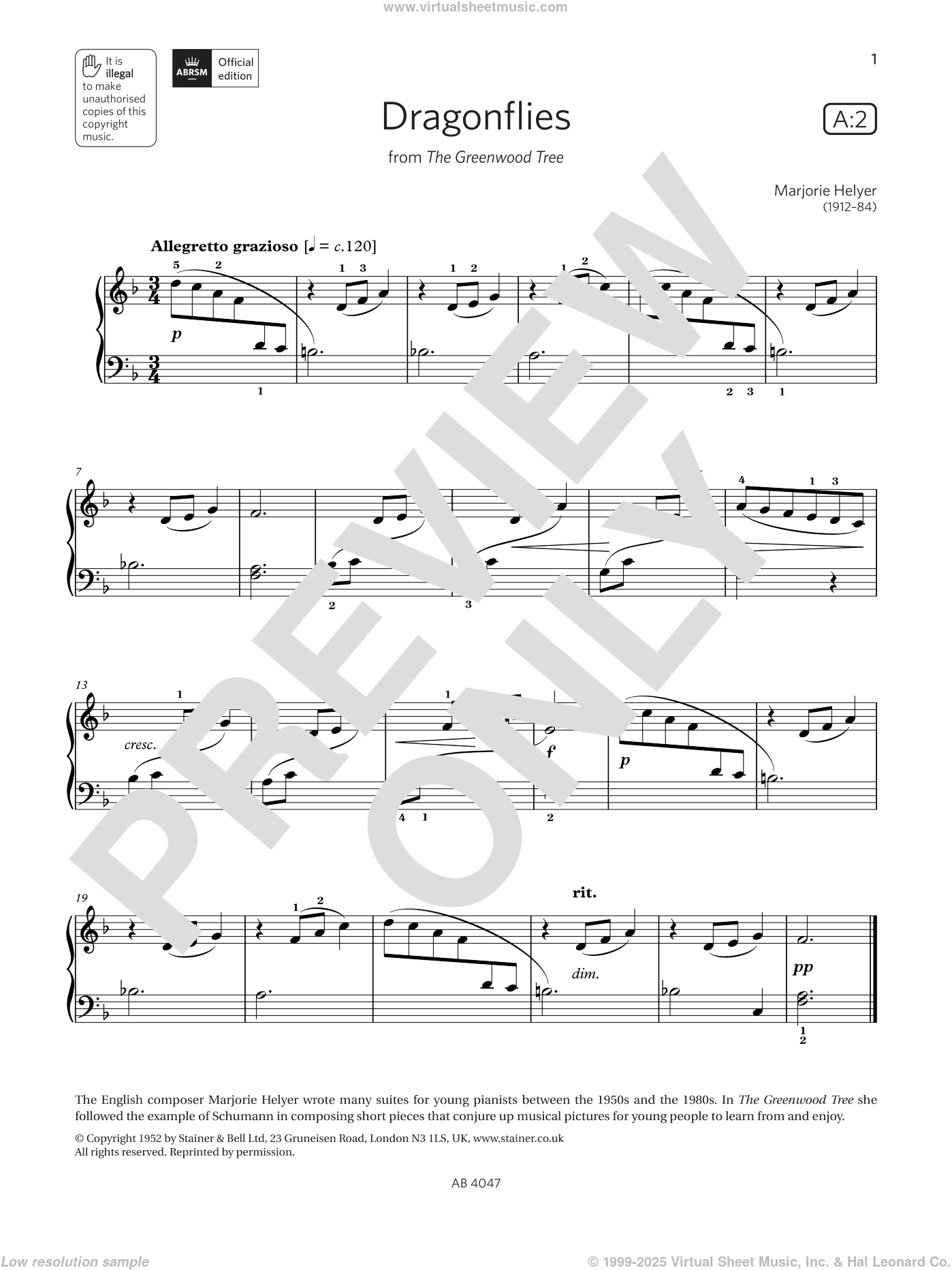 Dragonflies (Grade 1, list A2, from the ABRSM Piano Syllabus 2023 and