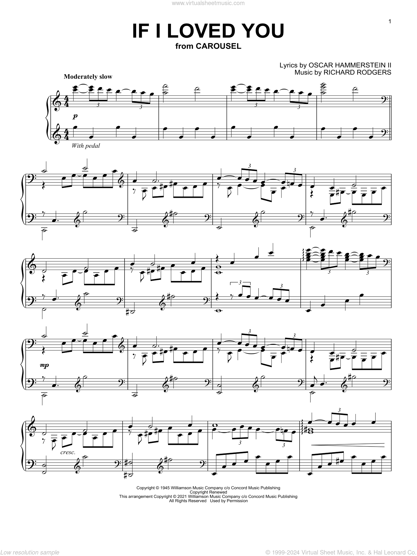 If I Loved You (from Carousel) sheet music for piano solo (PDF)