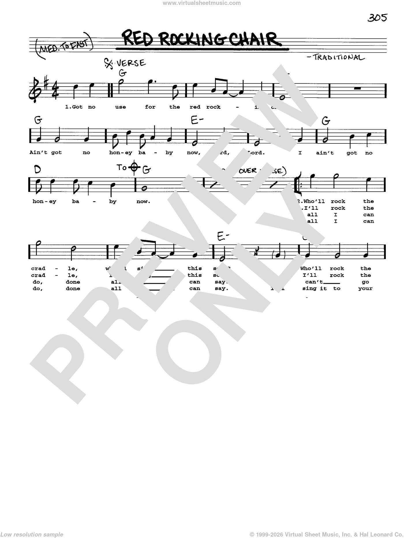 Red Rocking Chair sheet music (real book with lyrics) (PDF)