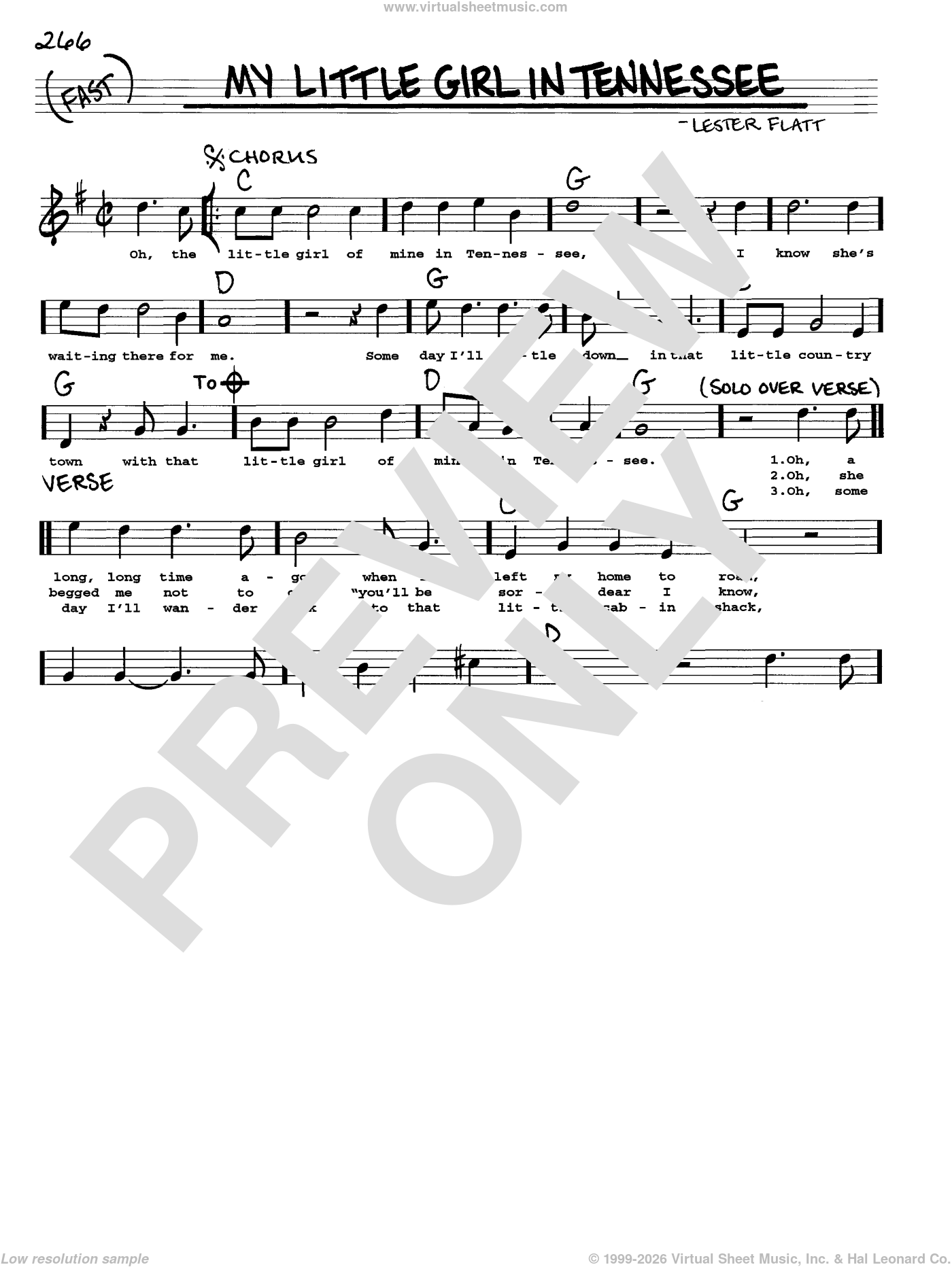 My Little Girl In Tennessee sheet music (real book with lyrics)
