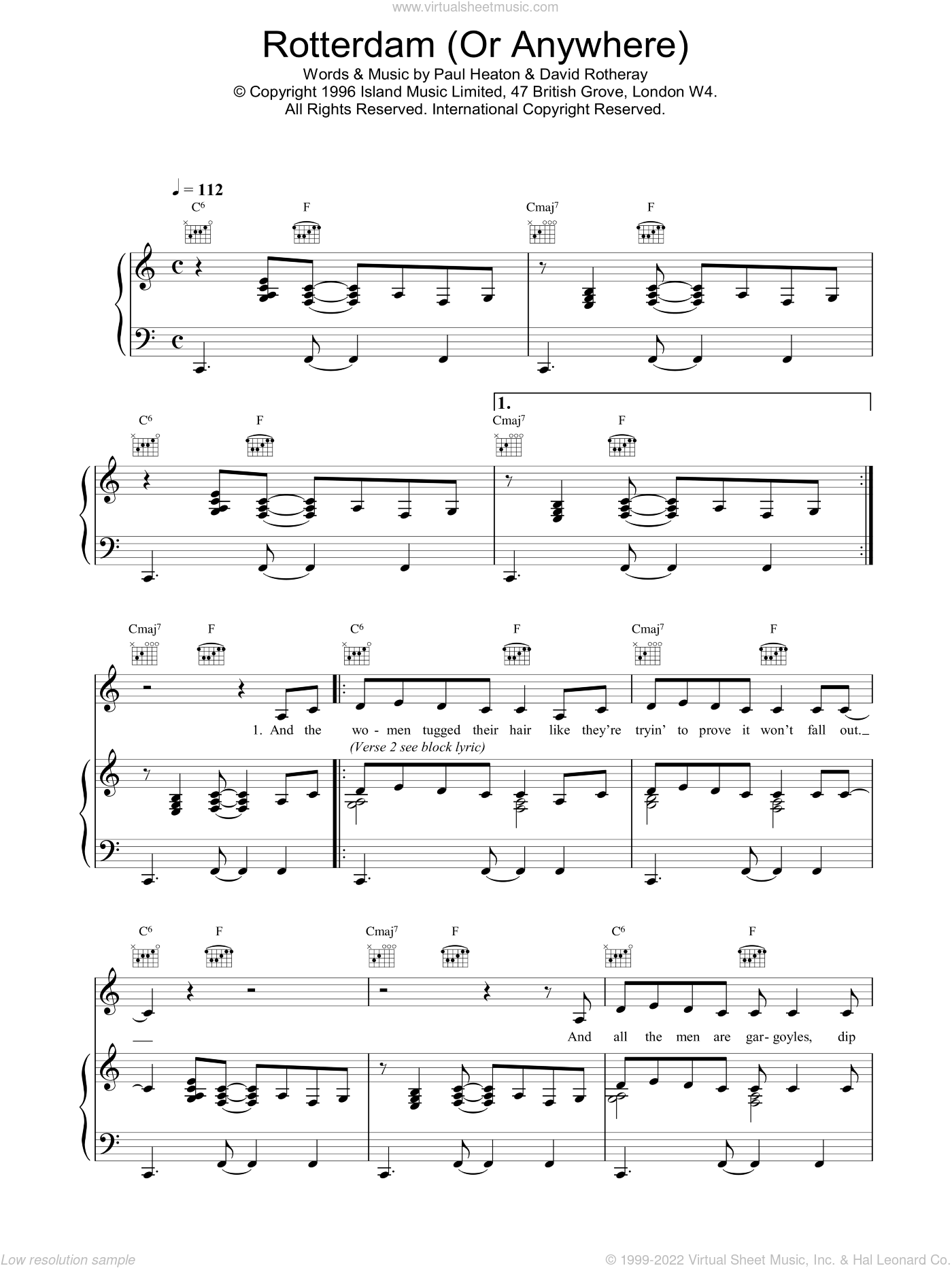 South Rotterdam Or Anywhere Sheet Music For Voice Piano Or Guitar