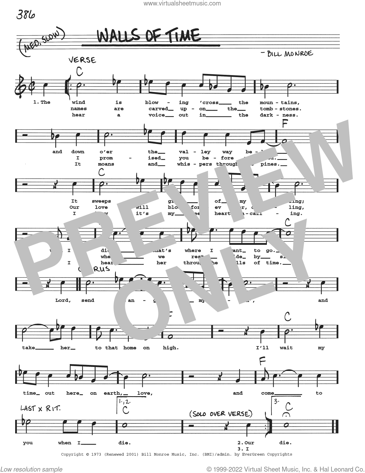 Walls Of Time sheet music (real book with lyrics) (PDF)