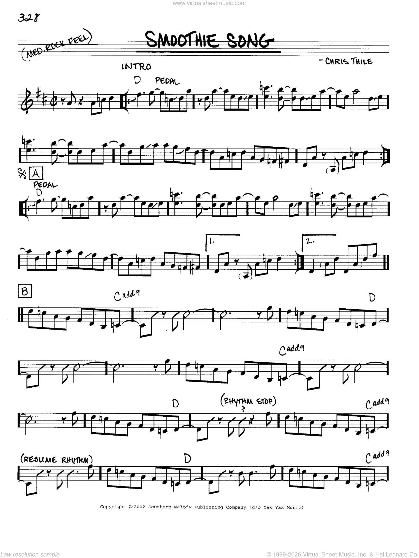 Smoothie Song sheet music (real book with lyrics) (PDF)