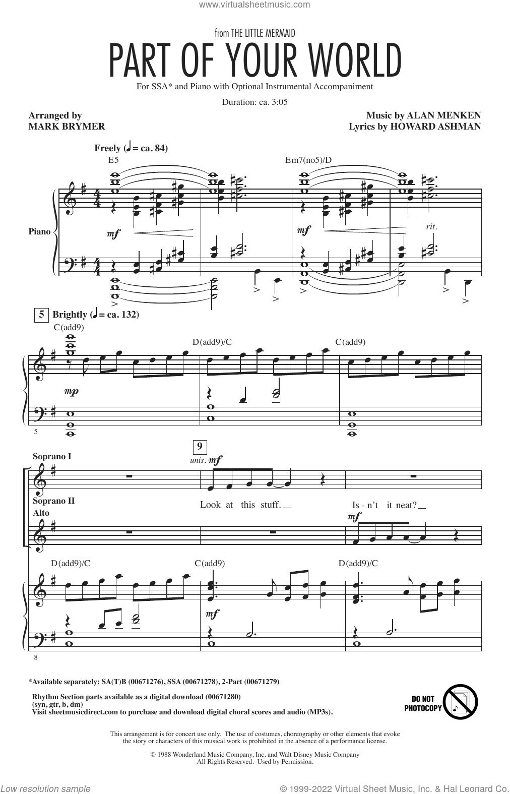 Part Of Your World (from The Little Mermaid) (arr. Mark Brymer) sheet ...