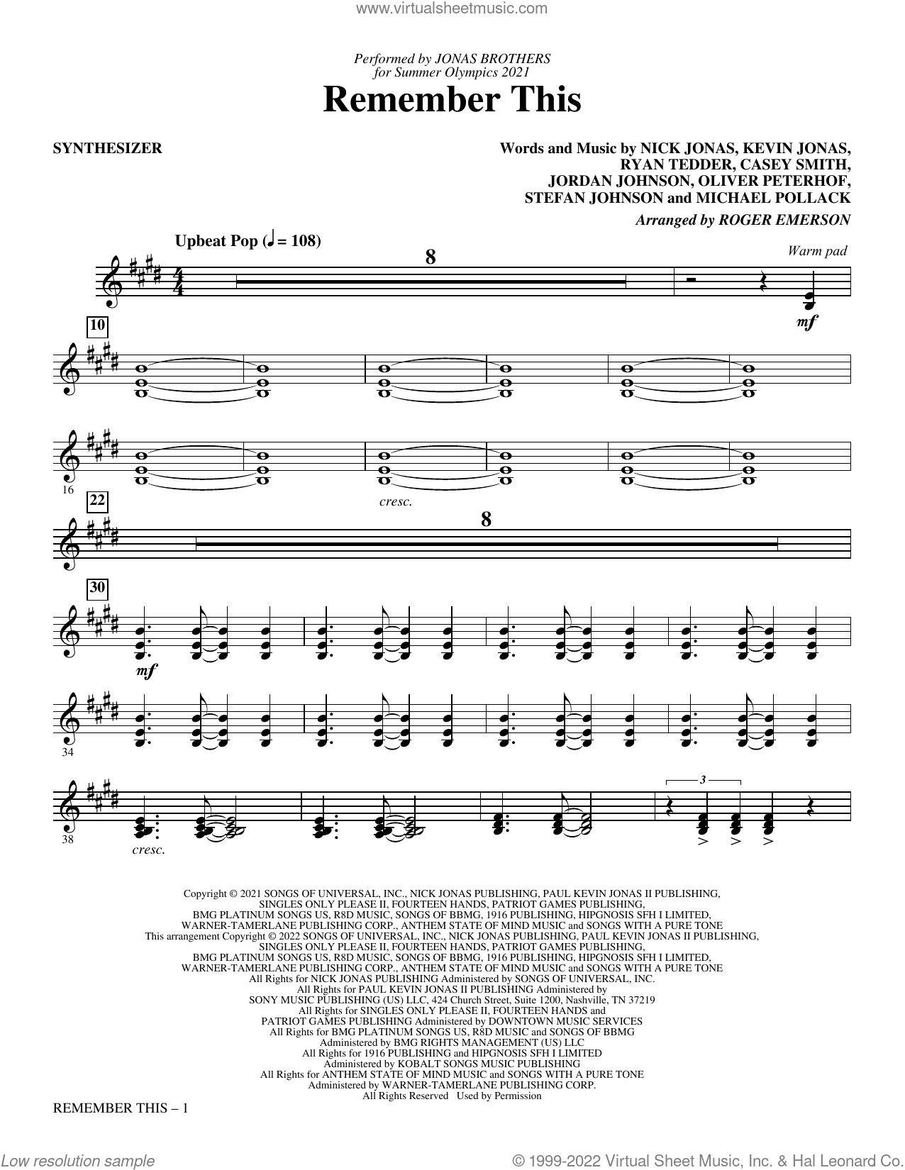 Remember This (arr. Roger Emerson) set of parts) sheet music