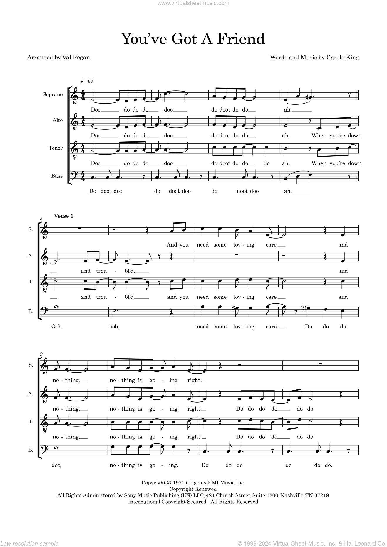 You've Got A Friend (arr. Val Regan) sheet music for choir (SATB ...