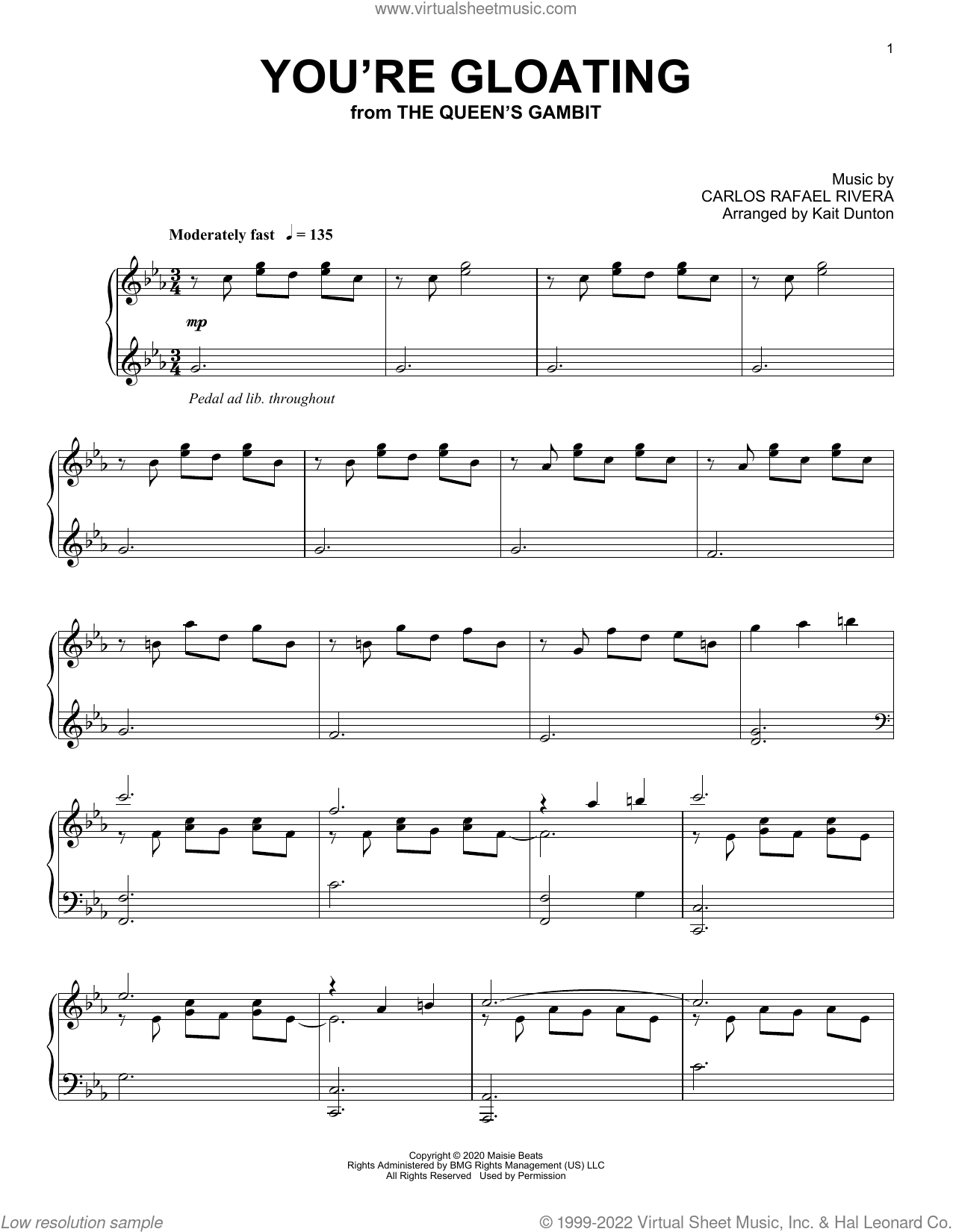 Main Title - The Queen's Gambit - Carlos Rafael Rivera Sheet music for  Piano (Solo)