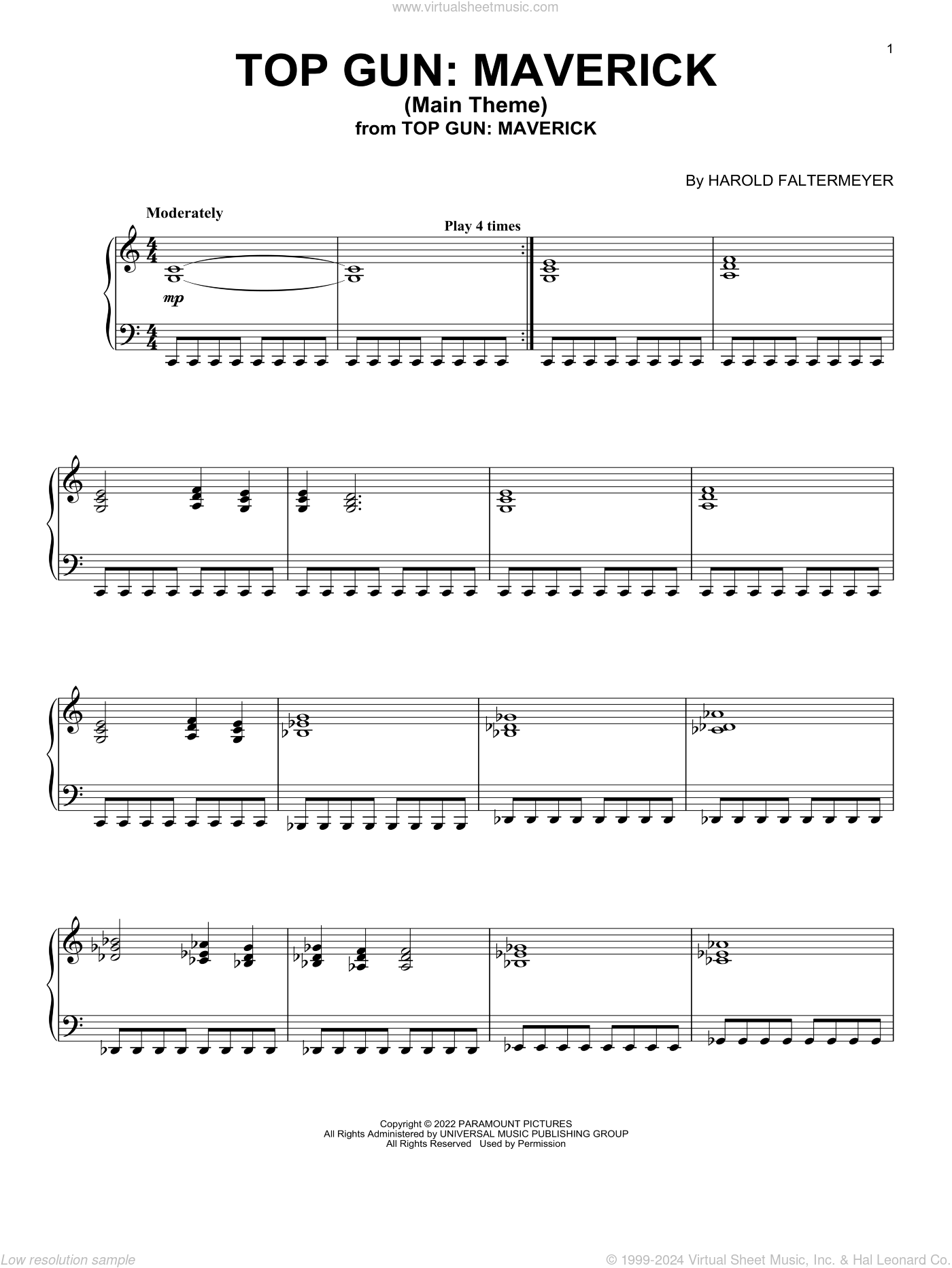 Top Gun: Maverick (Main Theme) sheet music for piano solo (PDF)