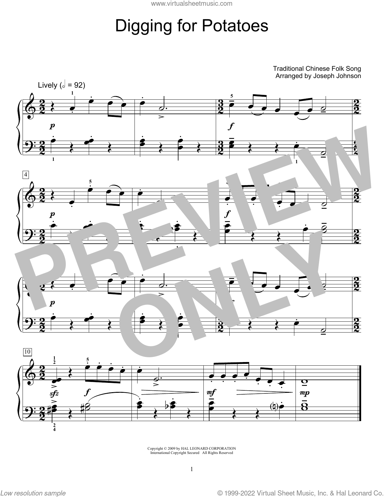 Great Wall (arr. Joseph Johnson) Sheet Music | Traditional Chinese Folk  Song | Educational Piano