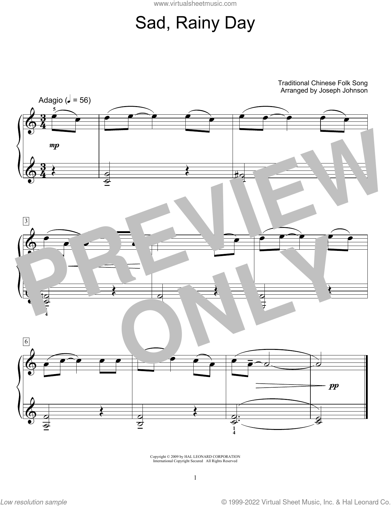 Rainy Day sheet music for voice, piano or guitar (PDF)