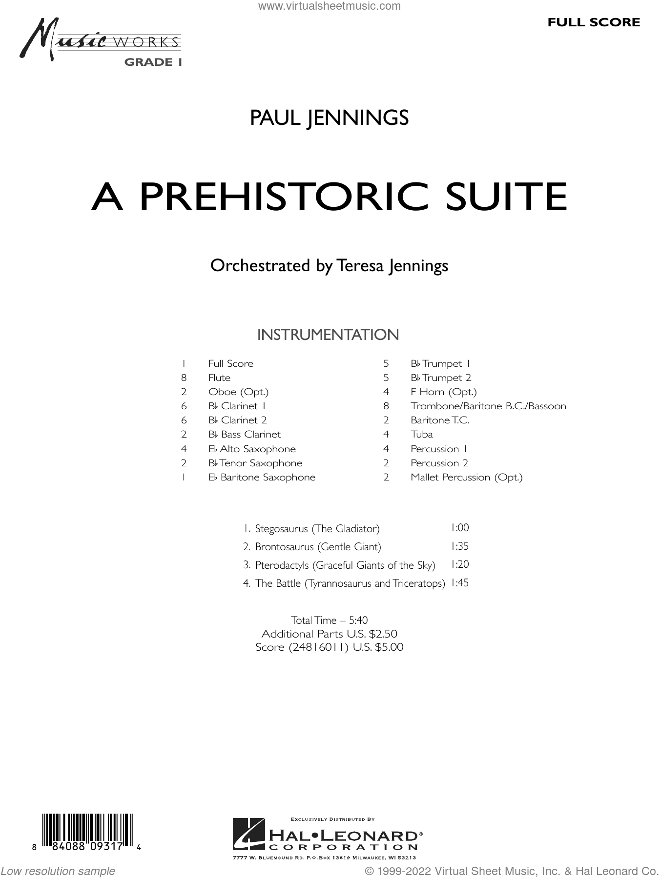 A Prehistoric Suite Sheet Music (complete Collection) For Concert Band