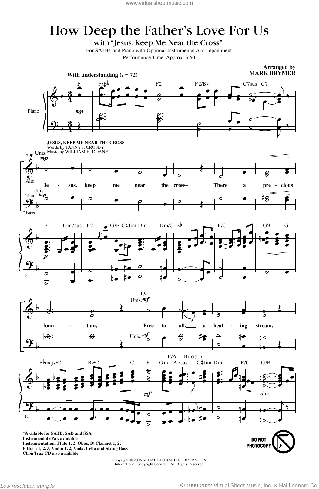 How Deep The Father's Love For Us (with Jesus Keep Me Near The Cross)  sheet music for choir (SATB: soprano, alto, tenor, bass)