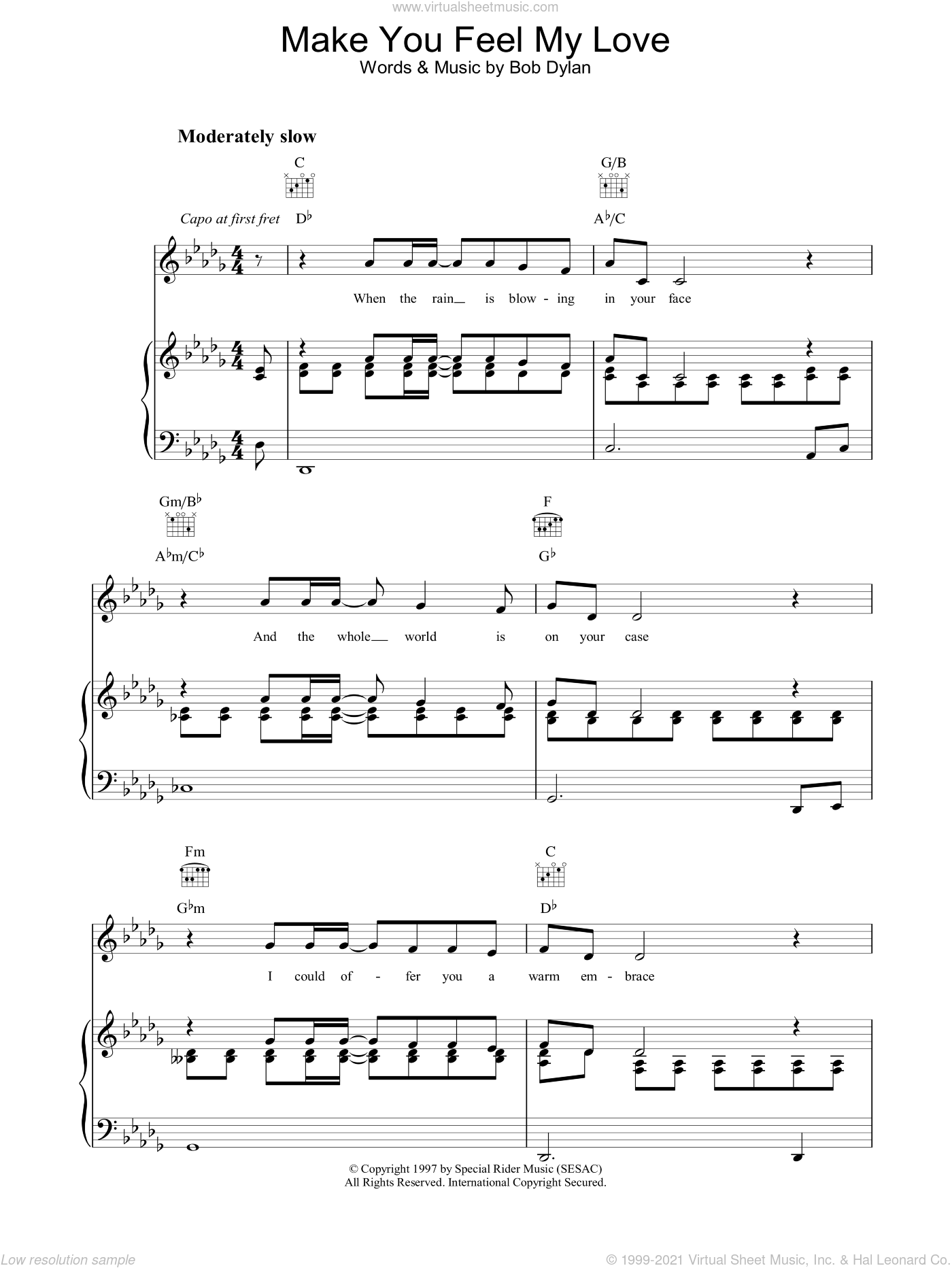 Dylan Make You Feel My Love Sheet Music For Voice Piano Or Guitar