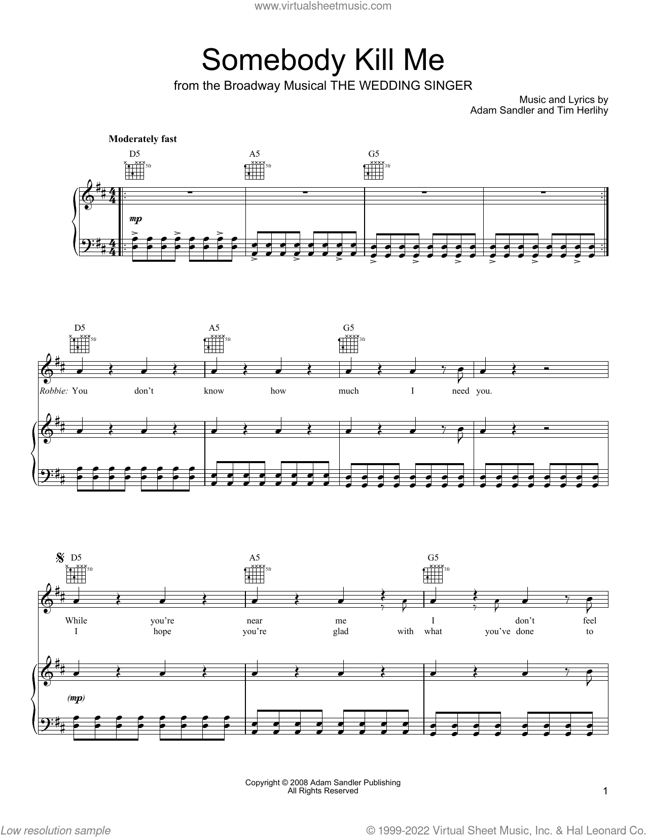 The Wedding Singer Somebody Kill Me Lyrics