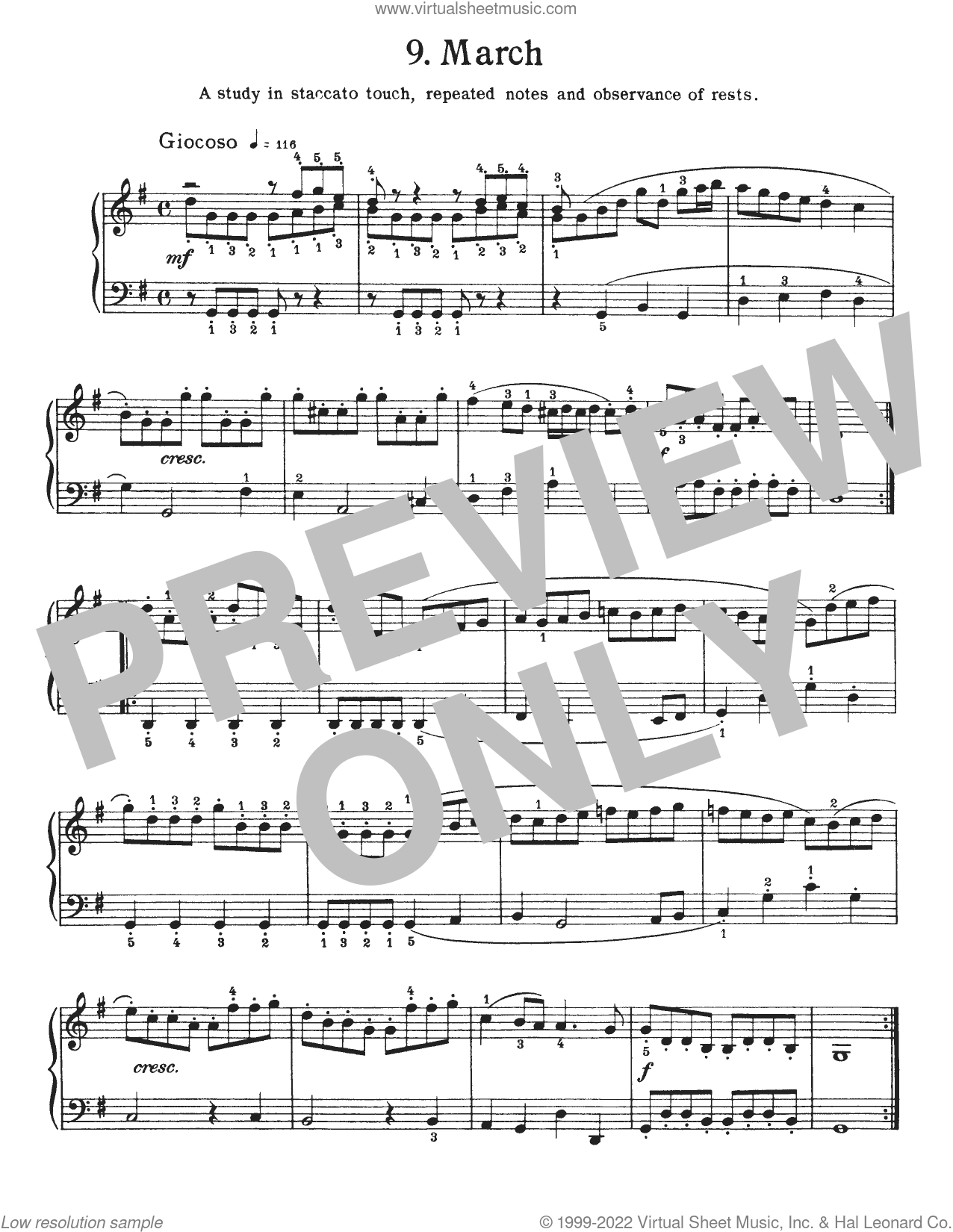 March In G Major, BWV Appendix 124 sheet music for piano solo