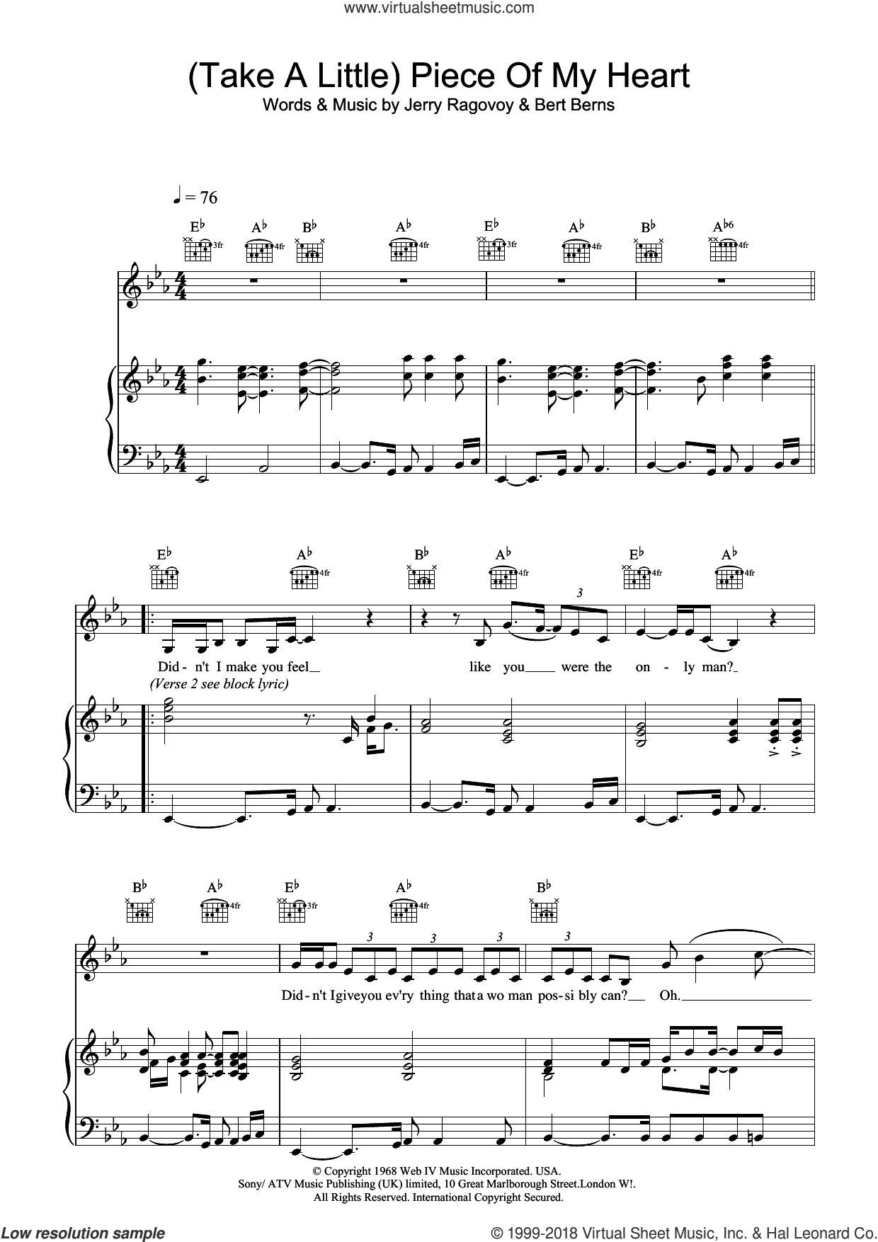 Piece Of My Heart Sheet Music | Janis Joplin | Guitar Tab