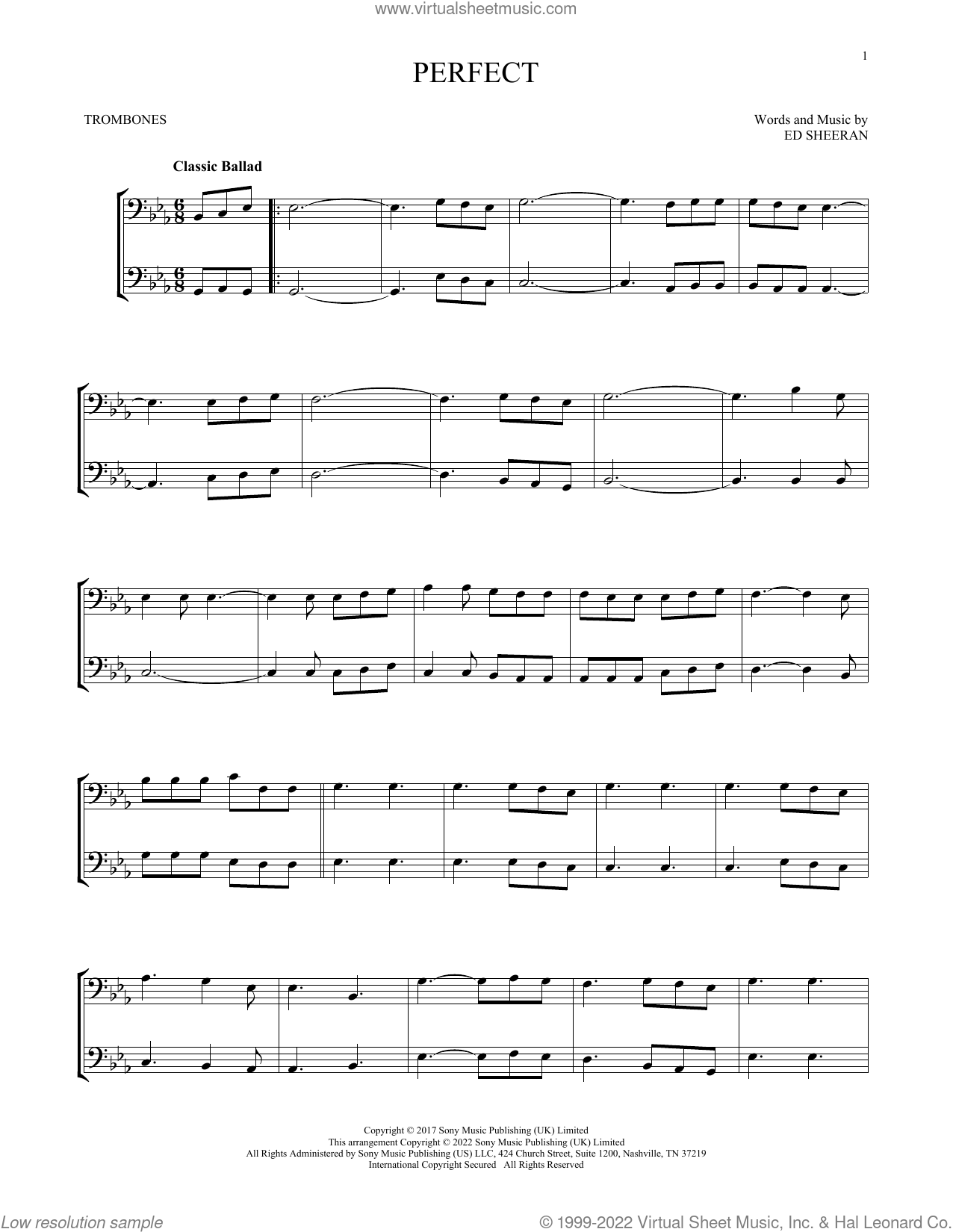Perfect sheet music for two trombones (duet, duets) (PDF)