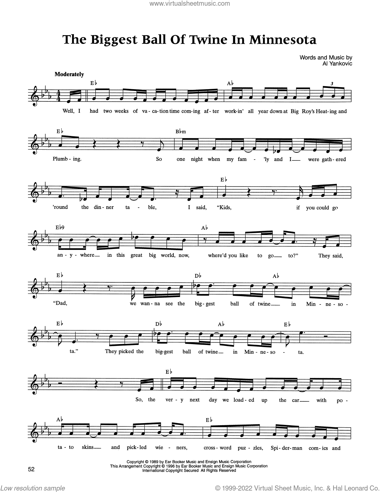 The Biggest Ball Of Twine In Minnesota sheet music (fake book)