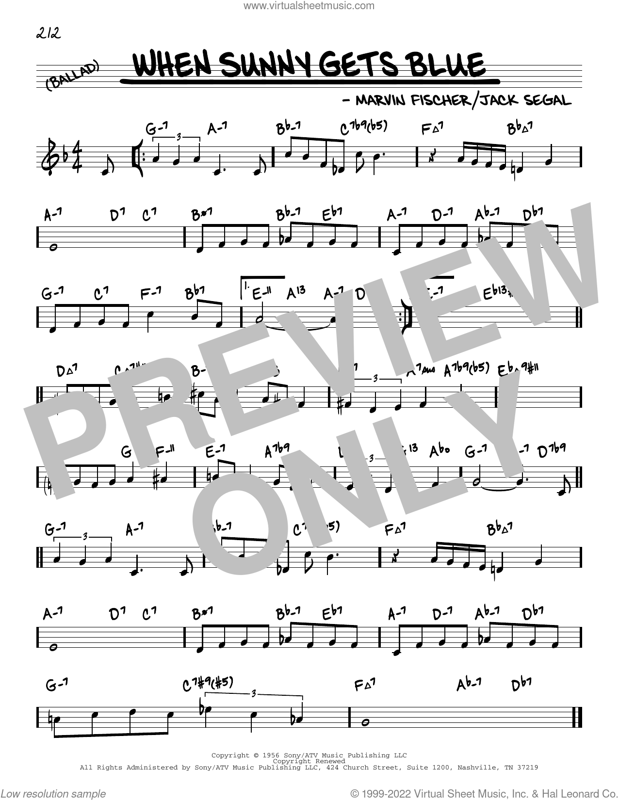 When Sunny Gets Blue Arr David Hazeltine Sheet Music Real Book Melody And Chords Real Book 