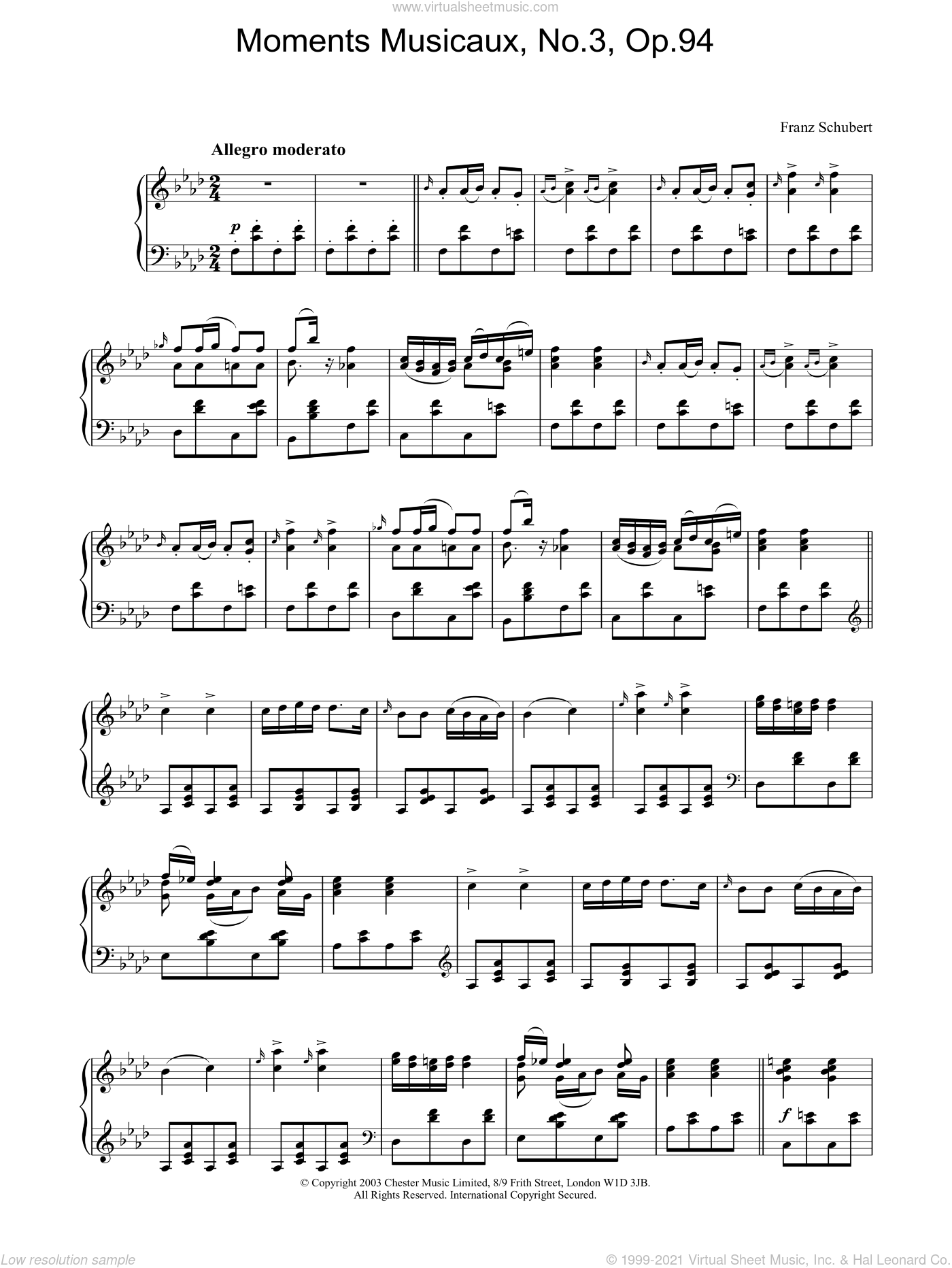 Moments Musicaux 94 Op Schubert