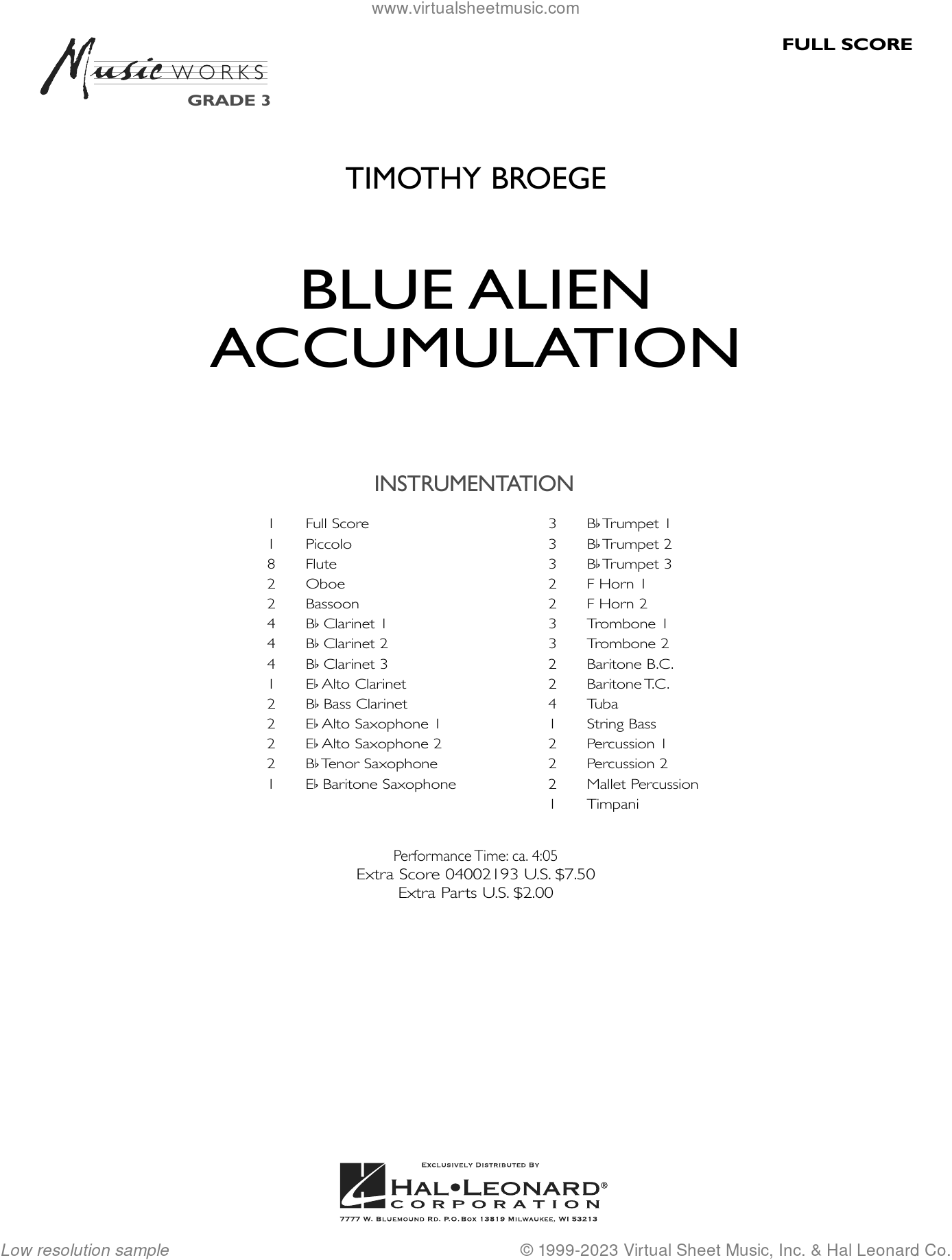 Blue Alien Accumulation sheet music (complete collection) for concert band