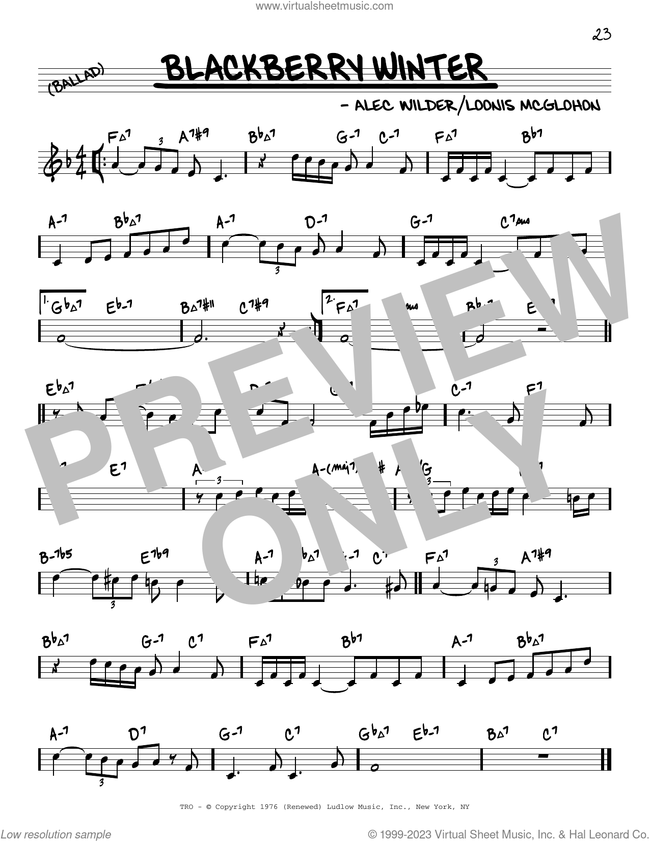 Blackberry Winter (arr. David Hazeltine) sheet music (real book
