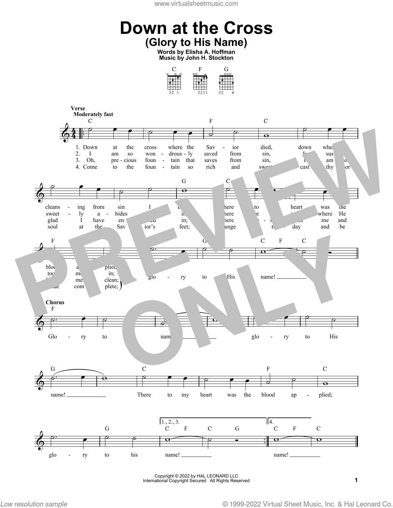 Down At The Cross (Glory To His Name) sheet music (easy) for guitar
