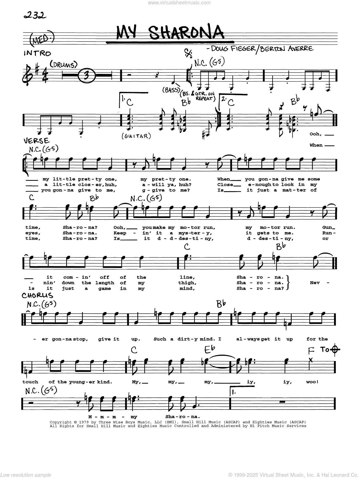 My Sharona sheet music (real book with lyrics) (PDF)