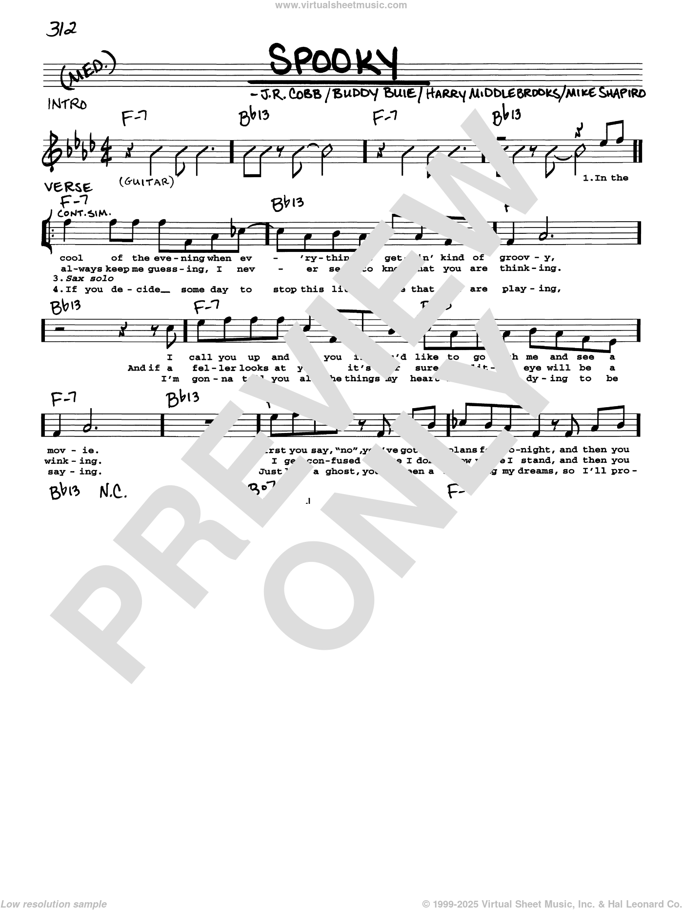 Spooky sheet music (real book with lyrics) (PDF)