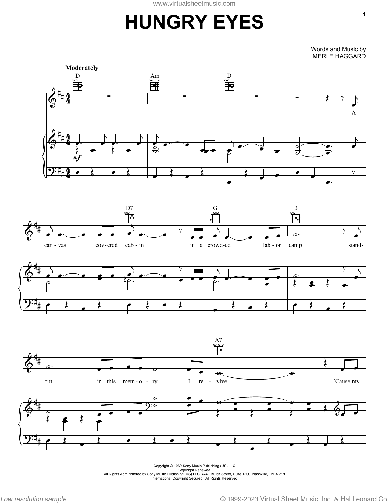 Hungry Eyes sheet music for voice, piano or guitar (PDF)