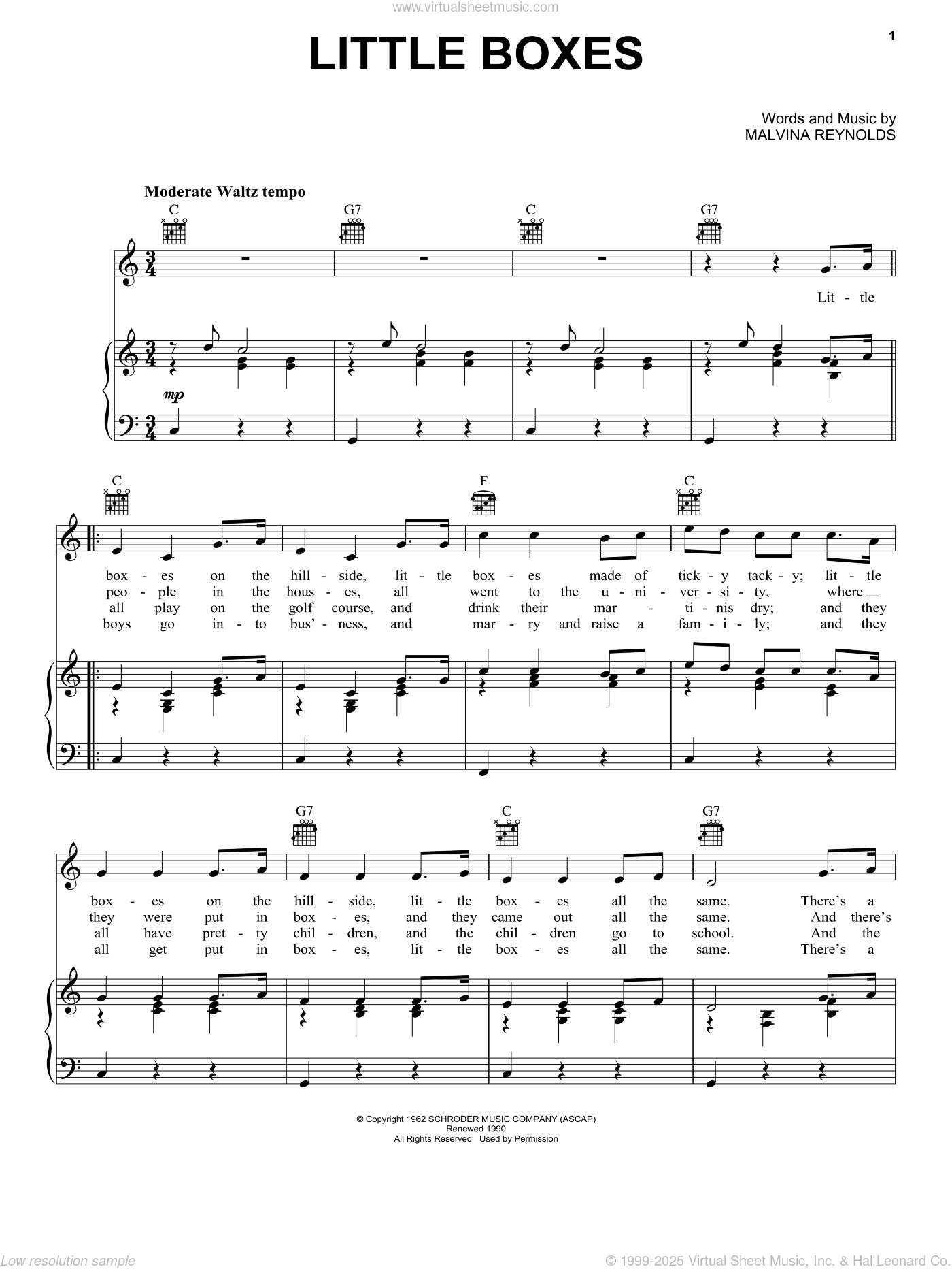 Little Boxes Guitar Chords