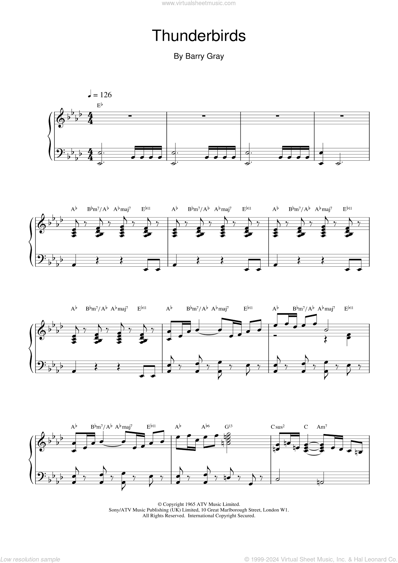 Gray - Thunderbirds sheet music for piano solo [PDF ...