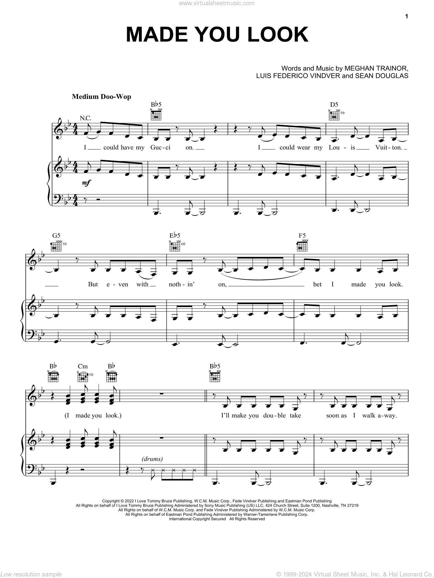 Made You Look sheet music for voice, piano or guitar (PDF)