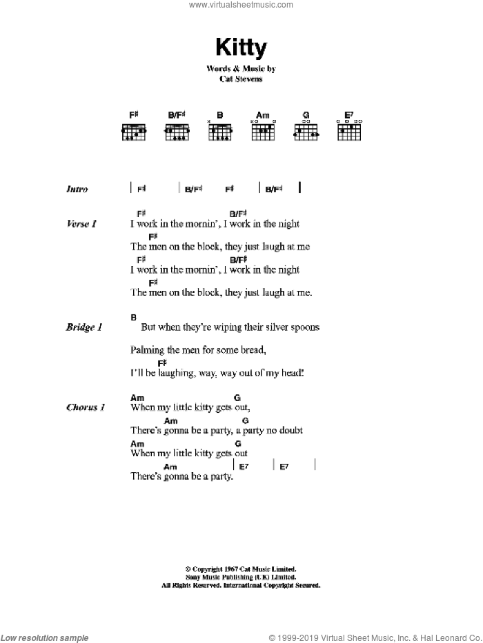 Kitty sheet music for guitar (chords) (PDF)