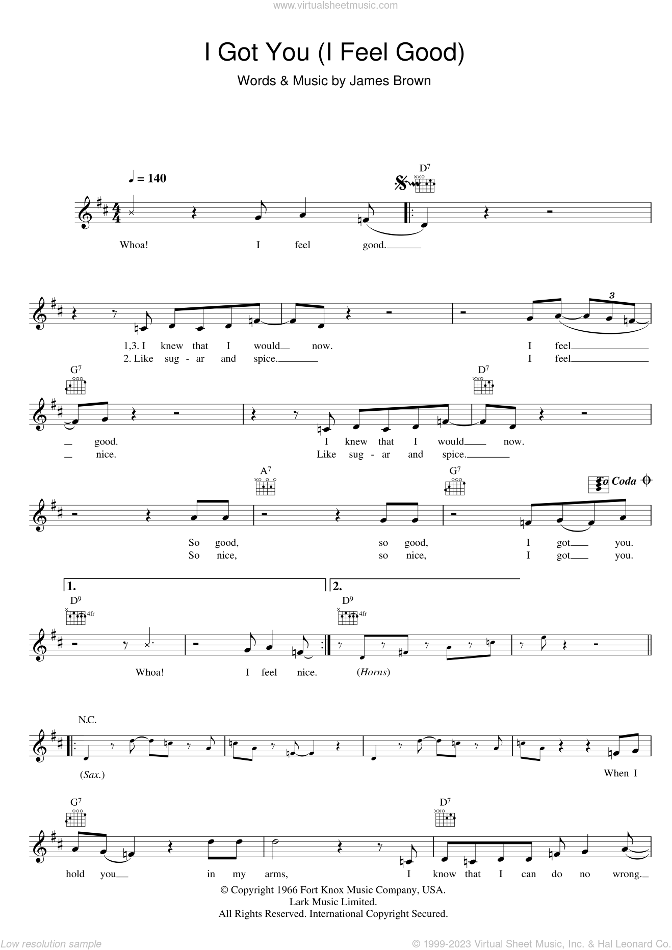 Brown I Got You I Feel Good Sheet Music Fake Book Pdf