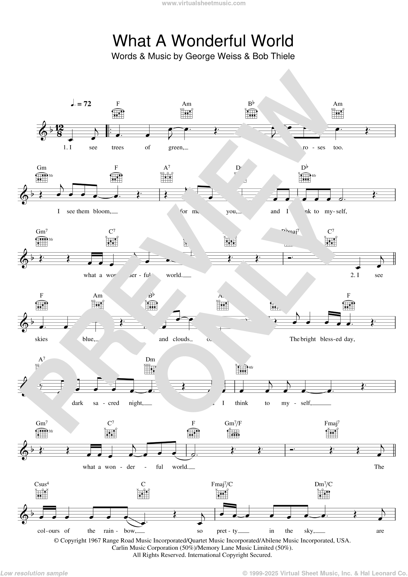 Armstrong What A Wonderful World Sheet Music Fake Book Pdf