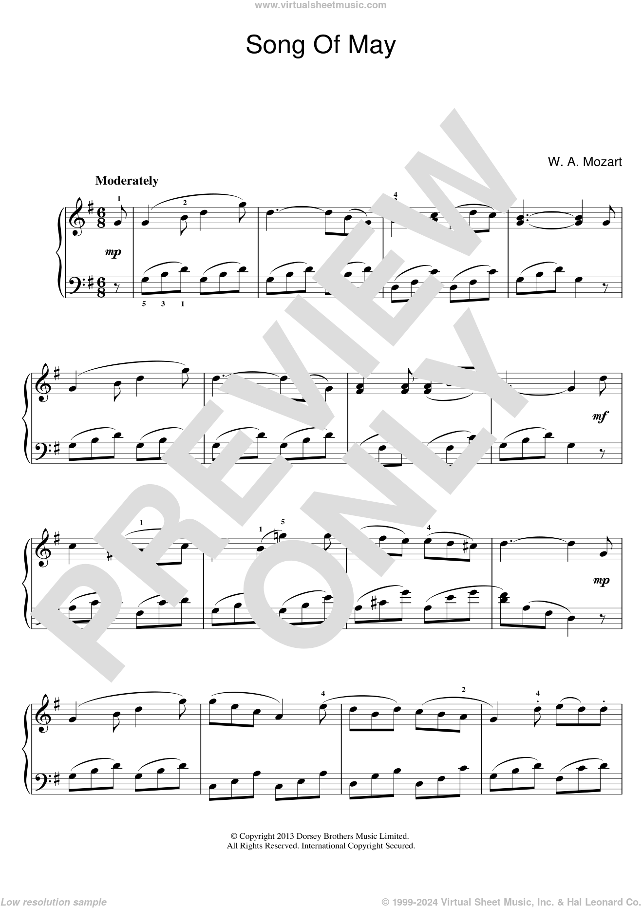 Song Of May sheet music for piano solo (PDF-interactive)