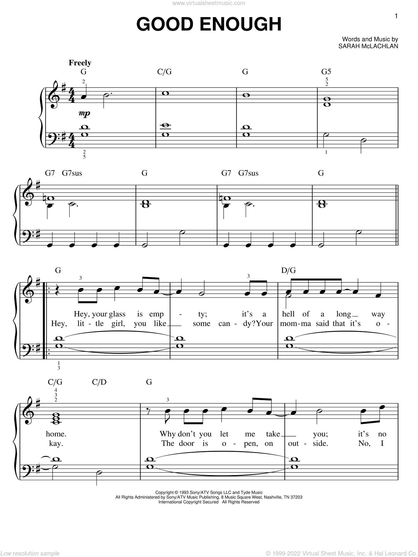 Good Enough sheet music for piano solo (PDFinteractive)