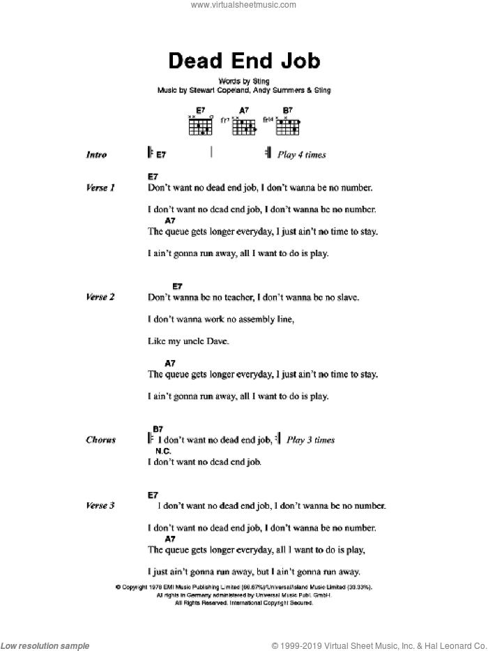 Work Sheet Music | Bob Marley | Guitar Chords/Lyrics