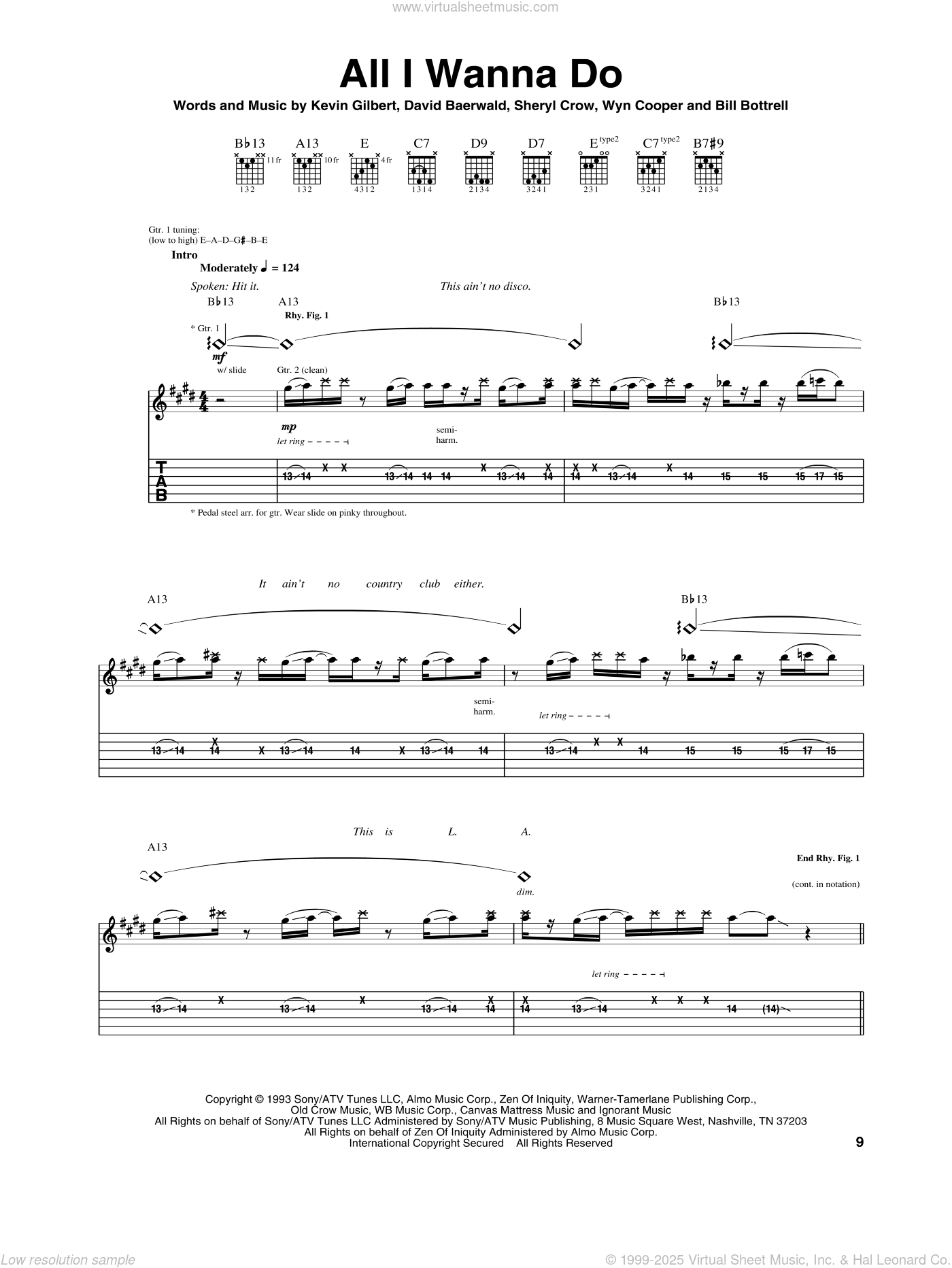 Crow All I Wanna Do Sheet Music For Guitar Tablature V2