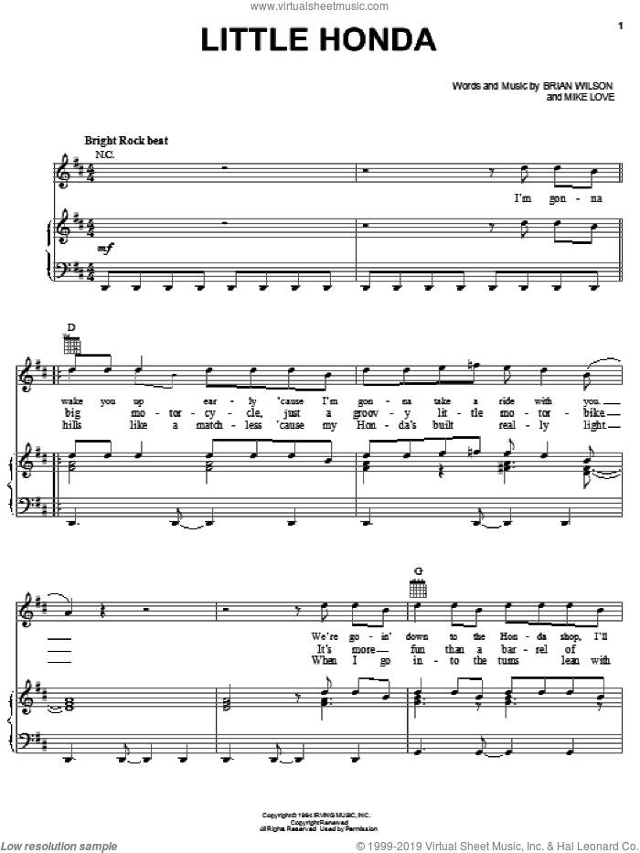 Little Honda sheet music for voice, piano or guitar (PDF)