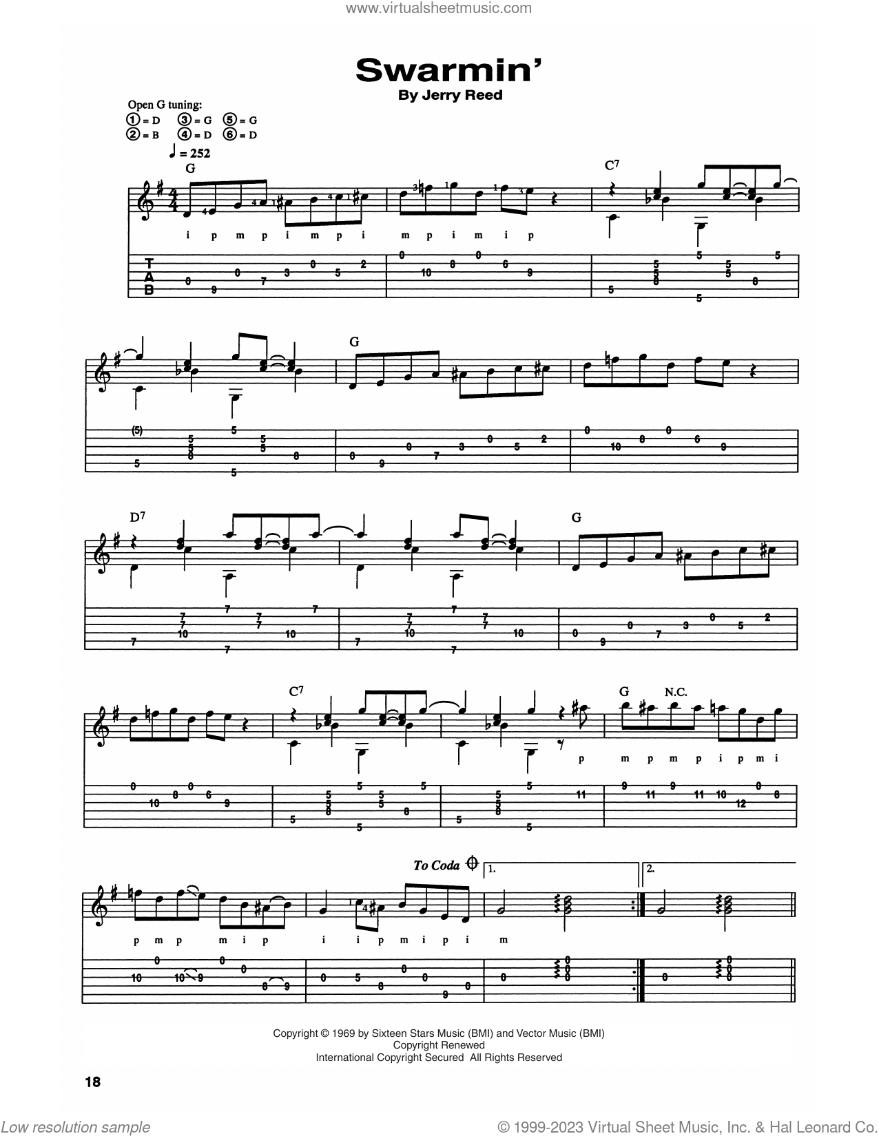 Swarmin' sheet music for guitar (tablature) (PDF)