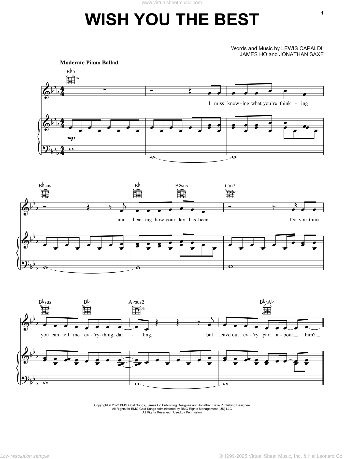 Wish You The Best sheet music for voice, piano or guitar (PDF)
