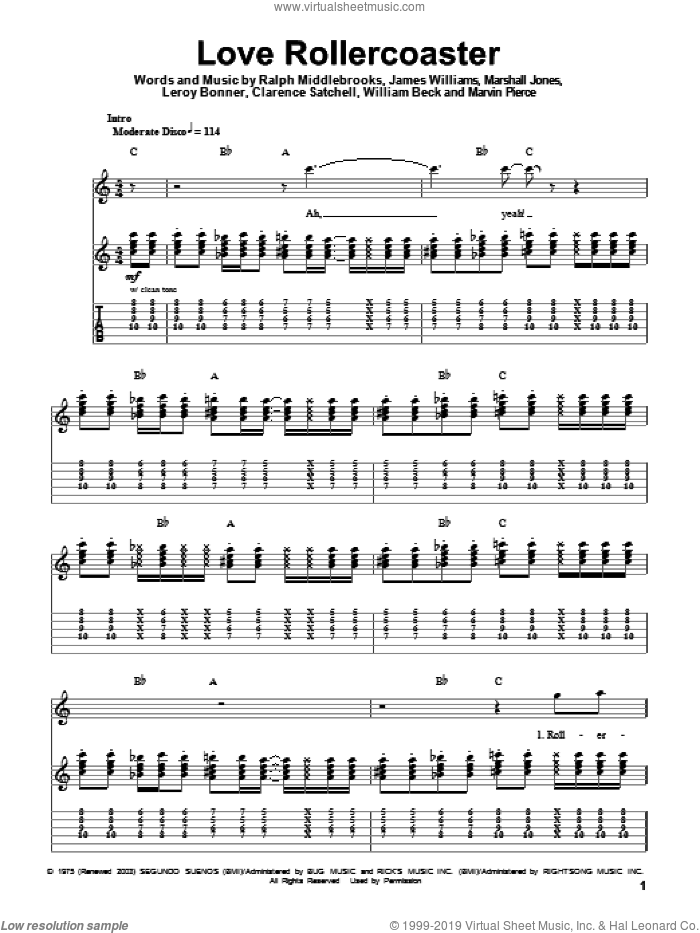 Players Love Rollercoaster Sheet Music For Guitar Tablature Play Along V2