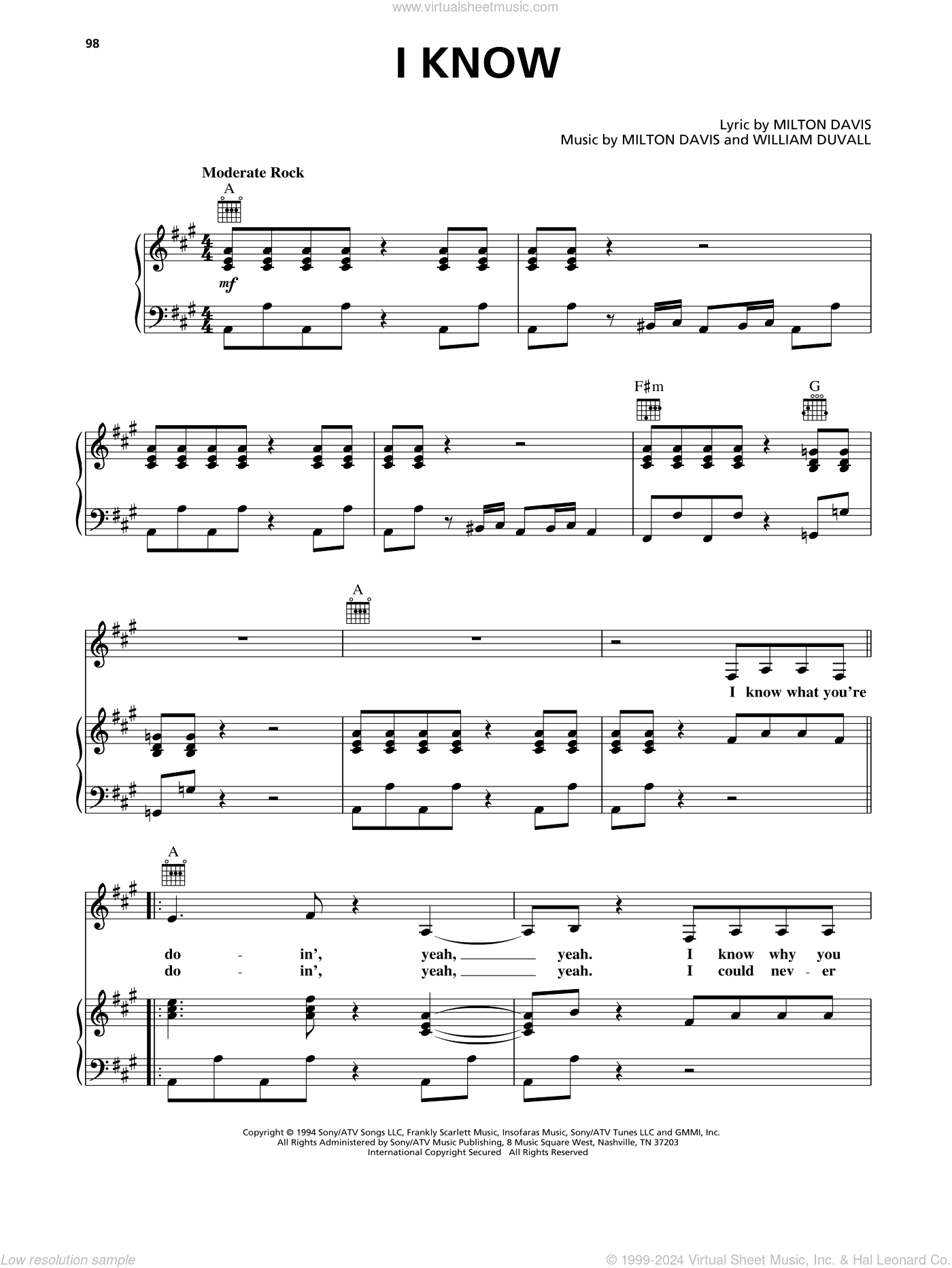 I Know sheet music for voice, piano or guitar (PDF)