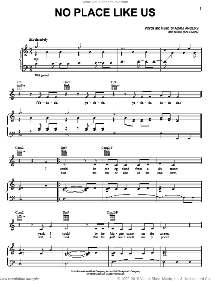 No Place Like Us sheet music for voice, piano or guitar (PDF)